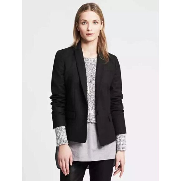 Banana Republic Womens Grey One Button Blazer Suit Jacket Size 6 - Picture 1 of 5